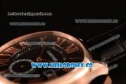 Cartier Drive de Cartier Asia Automatic Rose Gold Case with Black Dial and Black Leather Strap (ZF)