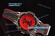 Hublot King Power Ferrari Chrono Miyota OS20 Quartz Steel Case with Black Rubber Strap Red Dial