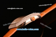 Franck Muller Heart Swiss Quartz Rose Gold Case with Orange Leather Strap Diamond Bezel and White Dial - ETA Coating