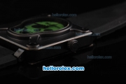 Bell & Ross BR 01-94 Automatic Movement with PVD Case and Green skeleton Dial-Black Rubber Strap