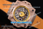 Hublot Masterpiece MP 08 Antikythera Sunmoon Asia 2813 Automatic Rose Gold Case Skeleton Dial Stick Markers and Yellow Leather Strap