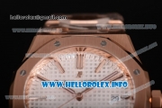 Audemars Piguet Royal Oak 41 MM Clone AP Calibre 3120 Automatic Rose Gold Case/Bracelet with White Dial and Stick Markers - 1:1 Original (JF)