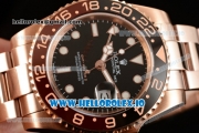 Rolex GTM-Master II 2836 Automatic Rose Gold Case with Black Dial Dots Markers and Steel Bracelet