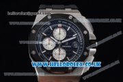 Audemars Piguet Royal Oak Offshore Chrono Miyota OS Quartz Steel Case with Black Dial Black Rubber Strap and Stick Markers (EF)