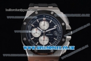 Audemars Piguet Royal Oak Offshore Chrono Miyota OS Quartz Steel Case with Black Dial Black Rubber Strap and Stick Markers (EF)