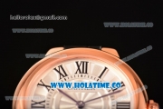 Cartier Ballon Bleu De Small Swiss Quartz Rose Gold Case with White Dial Black Roman Numeral Markers and Black Leather Strap