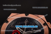 Hublot King Power Swiss Valjoux 7750 Automatic Rose Gold Case with Black Skeleton Dial and Black Rubber Strap (YR)