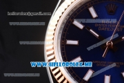 Rolex Datejust Clone Rolex 3135 Automatic Two Tone Case/Bracelet with Dark Blue Dial and Stick Markers (BP)