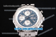 Breitling Bentley Motors Chrono Swiss Valjoux 7750 Automatic Steel Case/Bracelet with Blue Dial and Silver Stick Markers (BP)