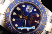 Rolex GMT Master II Automatic Movement with Blue Dial and Blue Ceramic Bezel-Two Tone Strap