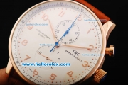 IWC Portuguese Chronograph Quartz Movement Rose Gold Case with White Dial and Rose Gold Arabic Numeral Markers