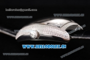 Franck Muller Casablanca Asia Automatic Steel/Diamonds Case with Diamonds Dial and Diamonds Bezel Black Leather Strap (ZF)