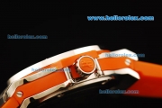 Hublot Big Bang Swiss Quartz Movement Steel Case with Orange Diamond Bezel and Orange Rubber Strap