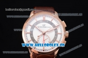 Girard Perregaux 1966 Dual Time Clone Girard Perregaux GP03300-0119 Automatic Rose Gold Case with White Dial Stick/Arabic Numeral Markers and Brown Leather Strap