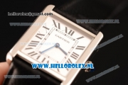Cartier Tank Solo Swiss Quartz Movement Steel Case with White Dial and Black Leather Strap - 1:1 Origianl (ZF)