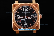 Bell & Ross BR 01-97 Asia ETA 2892 Movement Working Power Reserve Black Dial-Gold Case with Rubber Strap