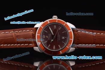 Breitling SuperOcean Automatic Movement Black Dial with Stick Marker and Brown Bezel-Brown Leather Strap