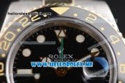 Rolex GMT-Master II Clone Rolex 3186 Automatic Two Tone Case/Bracelet with Black Dial and Dot Markers (BP)