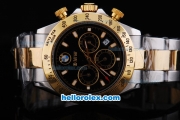 Rolex Daytona for BMW Quartz Movement with Graduated Gold Bezel and Black Dial,Gold Marking and Small Calendar--2008 New Model