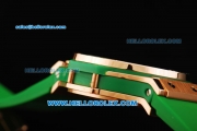 Hublot Big Bang Chronograph Swiss Quartz Movement Rose Gold Case with Green Diamond Bezel and Green Rubber Strap-Lady Model