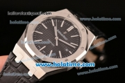 Audemars Piguet Royal Oak Swiss ETA 2824 Automatic Steel Case with Black Leather Strap Stick Markers and Black Dial ZF Best Edition