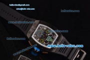 Richard Mille RM011 Swiss Valjoux 7750-SHG Automatic Black PVD Case with Black Rubber Strap and Skeleton Dial