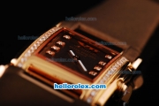 Patek Philippe Twenty-4 Swiss Quartz Movement Rose Gold Case with Diamond Bezel-Brown Dial and Brown Leather Strap