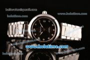 Omega De Ville Ladymatic Swiss Quartz Movement Steel Case Steel Bracelet with Black Dial