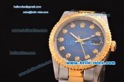 Rolex Datejust Automatic Two Tone with Gold Bezel,Blue Dial and Diamond Marking