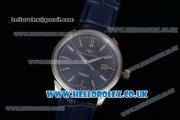 IWC Ingenieur Clone IWC 52010 Automatic Steel Case with Blue Dial Stick Markers and Blue Leather Strap