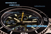 Breitling Superocean Chrono II Swiss Valjoux 7750-SHG Automatic Steel Case PVD Bezel with Steel Strap Black Dial Stick Markers-Yellow Hands 1:1 Original