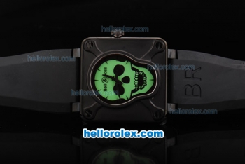 Bell & Ross BR 01-94 Automatic Movement with PVD Case and Green skeleton Dial-Black Rubber Strap