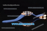 Hublot Big Bang Tutti Japanese Miyota Quartz Rose Gold Case with Blue Dial Stick Markers and Blue Rubber Strap