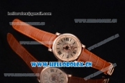 Cartier Rotonde de Cartier Astrotourbillon Asia 2813 Automatic Rose Gold Case with Rose Gold Dial Roman Numeral Markers and Brown Leather Strap