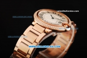 Cartier Ballon Bleu de Cartier Swiss Quartz Movement Full Rose Gold with Diamond Bezel-Medium Size