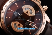 Tag Heuer Grand Carrera Calibre 17 Chronograph Quartz Movement RG Case with Brown Dial and Stick Marker-Brown Leather Strap