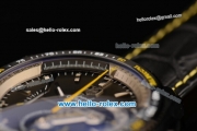 Tag Heuer Grand Carrera Calibre 36 RS Caliper Chrono Miyota OS20 Quartz PVD Case with Black Leather Strap Yellow Second Hand and Black Dial - 7750 Coating