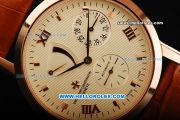 Vacheron Constantin Power Reserve Automatic Movement Rose Gold Case with Rose Gold Markers and Leather Strap