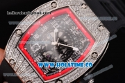 Richard Mille RM010 Miyota 9015 Automatic Steel/Diamonds Case with Skeleton Dial and Red Inner Bezel