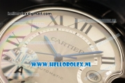 Cartier Ballon Bleu De 9015 Auto Steel Case with White Dial and Black Leather Strap