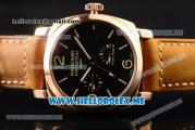 Panerai Radiomir 1940 3 Days GMT Power Reserve PAM00664 Asia ST25 Automatic Rose Gold Case with Black Dial and Brown Leather Strap Stick/Arabic Numeral Markers