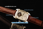 Parmigiani Kalpa XL Swiss Tourbillon Manual Winding Movement Steel Case with Brown Leather Strap