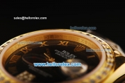Rolex Datejust Oyster Perpetual Automatic Movement Full Gold with Black Dial and Diamond Bezel