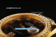Rolex Datejust Oyster Perpetual Automatic Movement Full Gold with Black Dial and Diamond Bezel