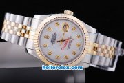 Rolex Datejust Automatic Two Tone with Gold Bezel,White MOP Dial and Diamond Marking