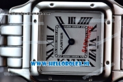 Cartier Santos 100 Japanese Miyota Quartz Steel Case with White Dial Roman Numberal Markers and Steel Bracelet