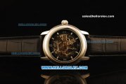 Audemars Piguet Jules Audemars Automatic Steel Case with Skeleton Dial and Black Leather Strap