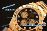 Rolex Daytona Swiss Valjoux 7750-SHG Automatic Gold Case/Strap with Black Dial and Diamond Markers