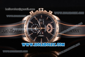Tag Heuer Grand Carrera Calibre 17 RS3 Miyota Quartz Rose Gold Case with Black Dial Rubber Strap and Stick Markers