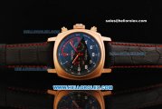 Ferrari Chronograph Miyota Quartz Movement Rose Gold Case with White/Red Arabic Numerals - Black Leather Strap